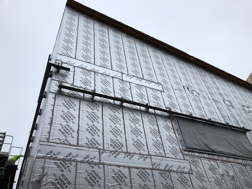 Relieving angle for brick veneer (under construction).