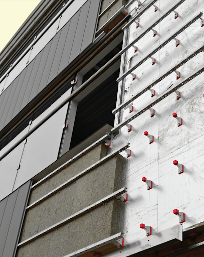 Cladding attachment system (under construction).