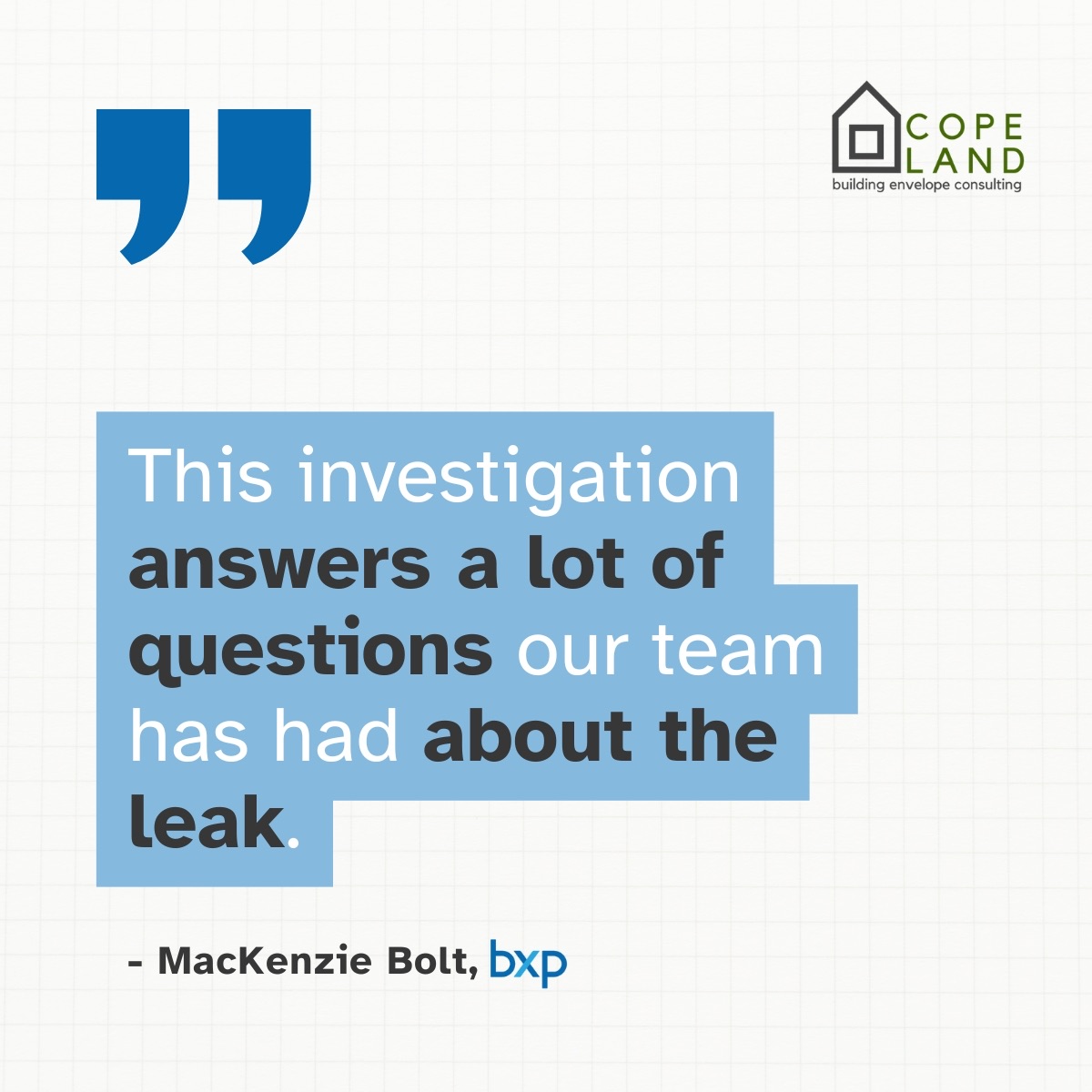 An image of a quote stating "This investigation answers a lot of questions our team has had about the leak.