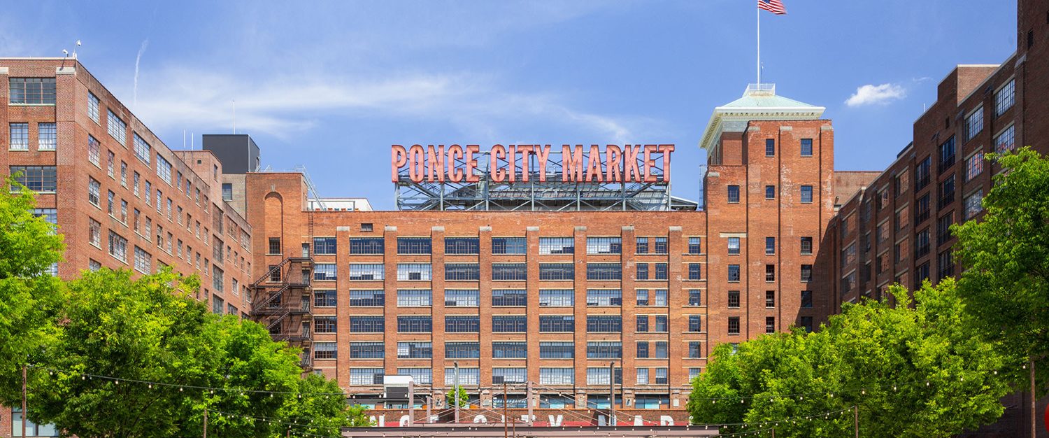 The brick exterior of Ponce City Market in Atlanta