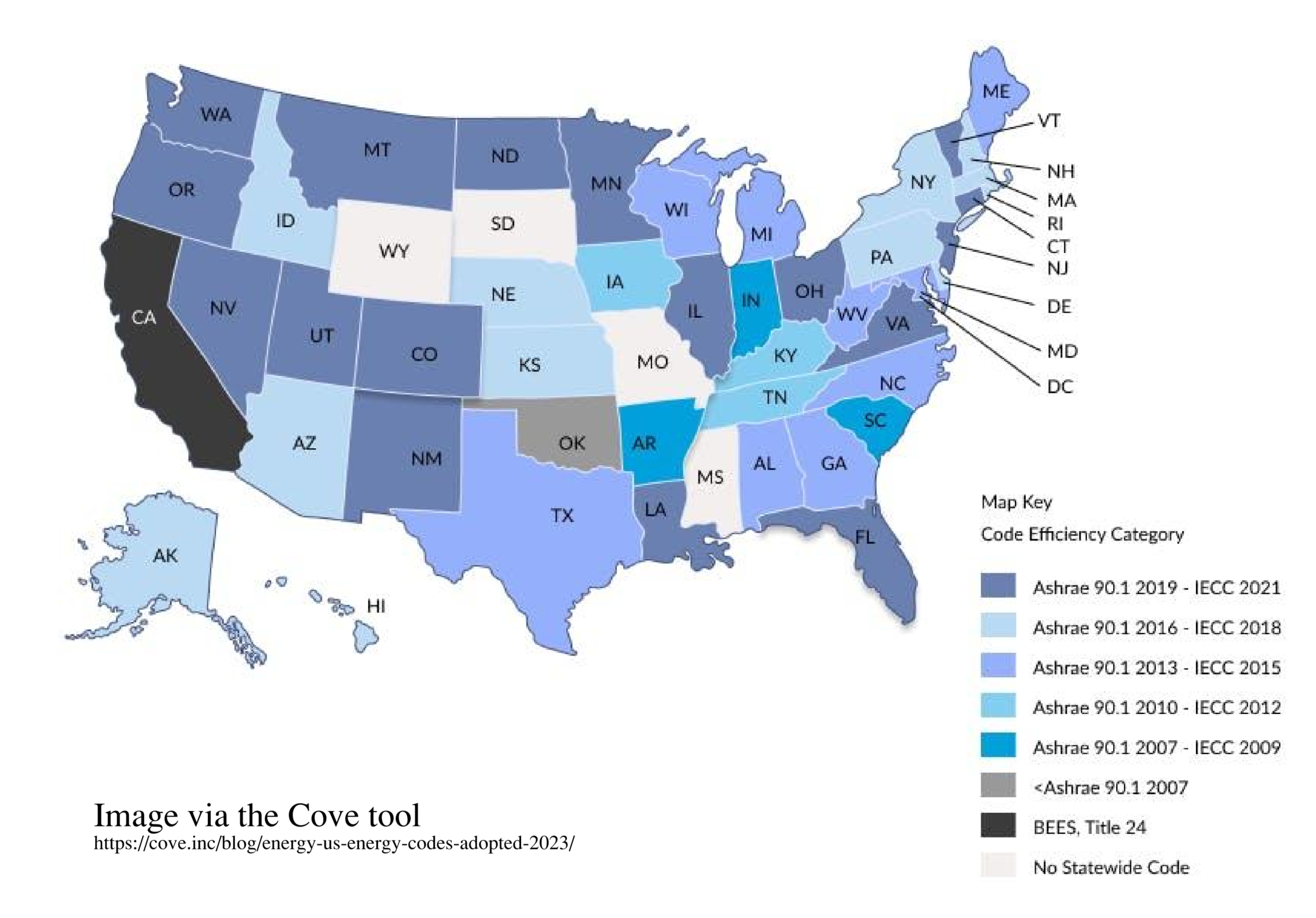 ASHRAE 90.1 code adoption throughout the US of A